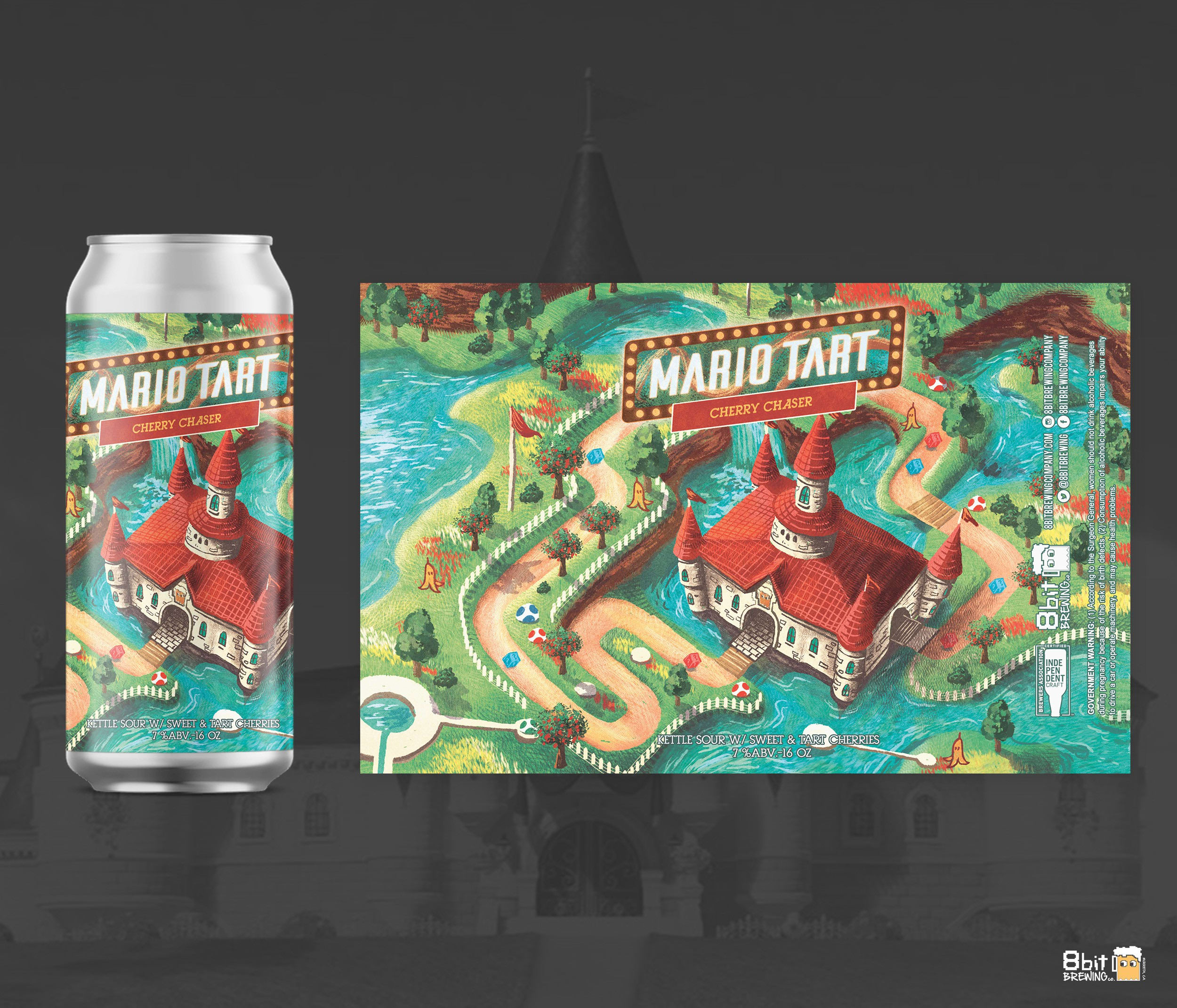 Beer label with a video game-inspired digital painted label