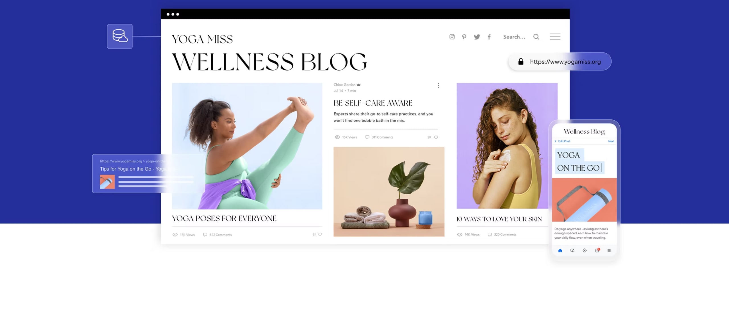 Responsive desktop and mobile phone for yoga and wellness brand