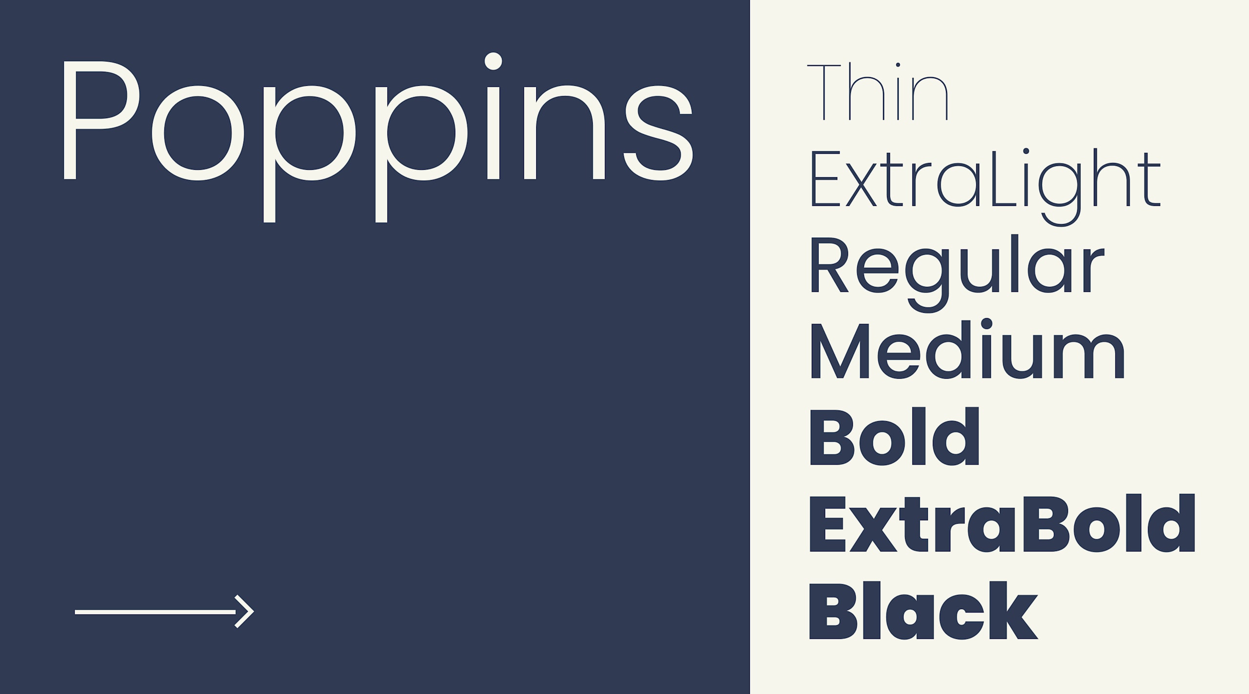 Poppins clean and modern poster fonts with rounded geometric style.