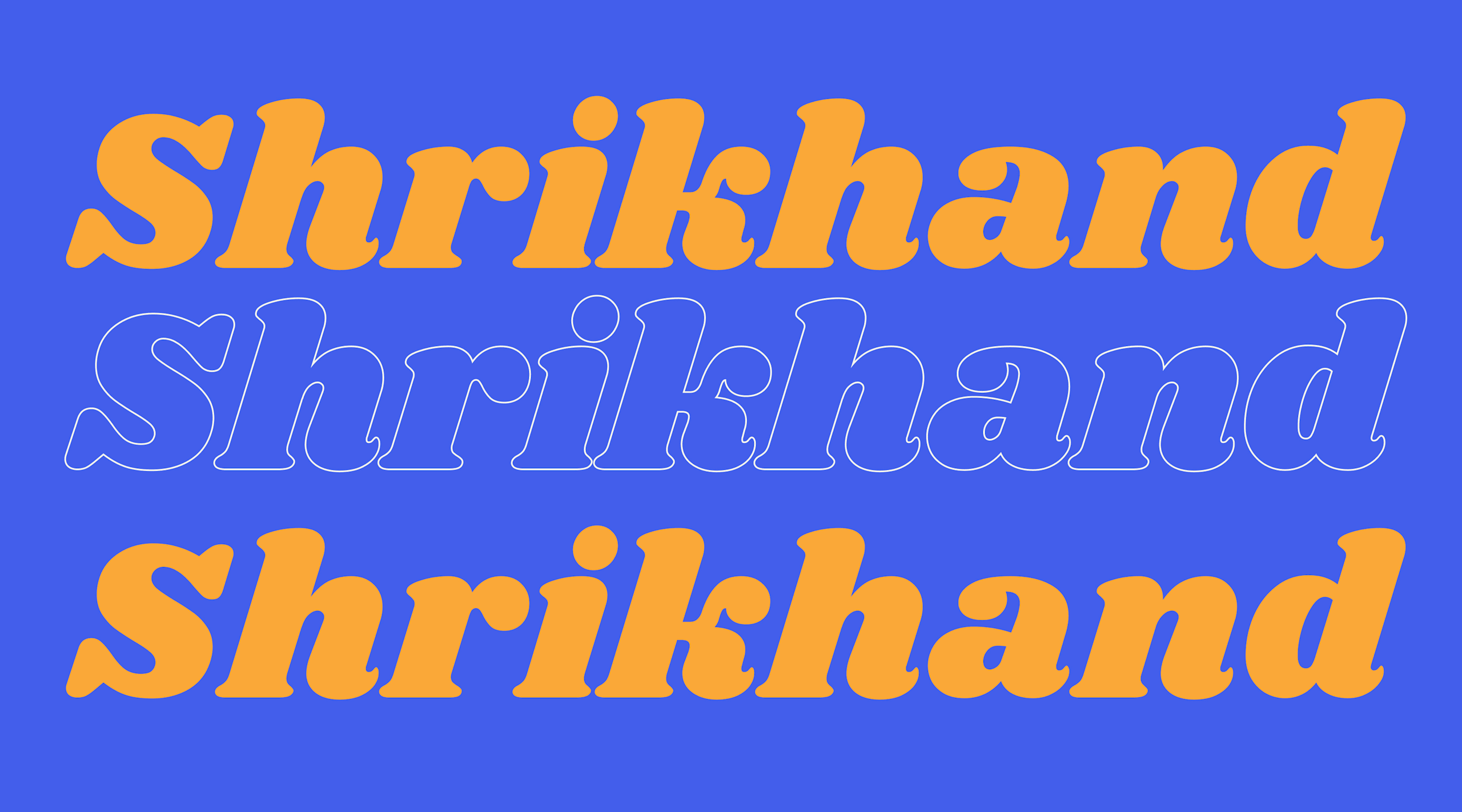 Shrikhand display poster fonts with bold, decorative strokes.