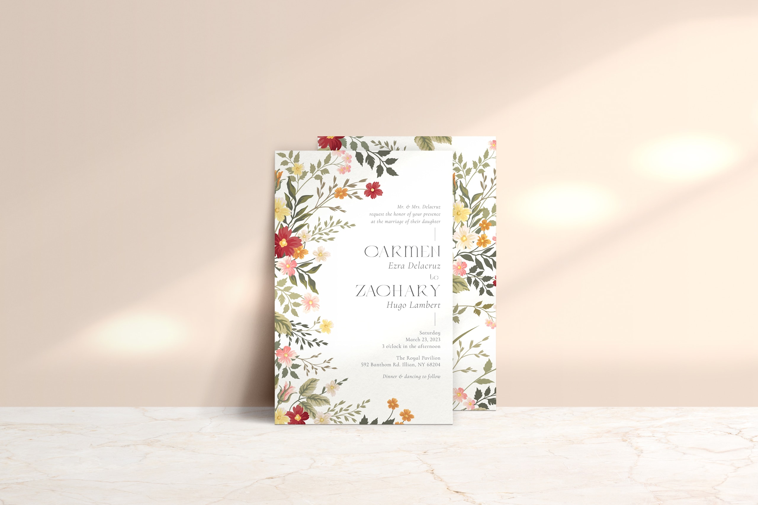 Blooms botanicals wedding invitation template