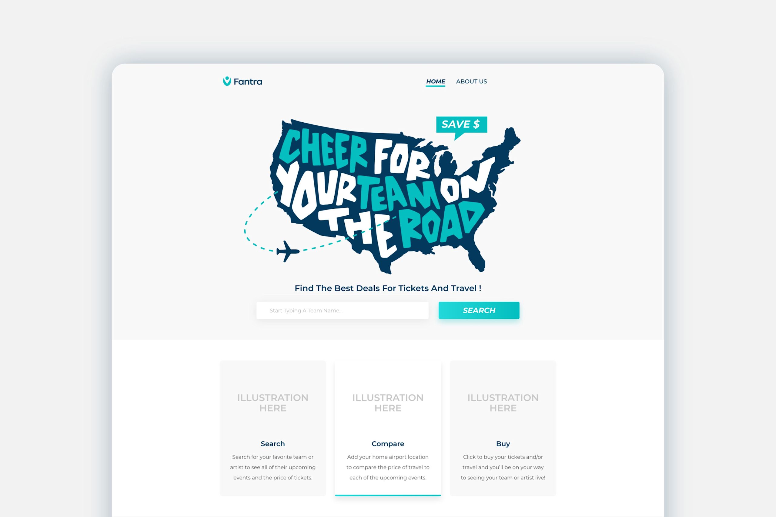 Travel website design with a sports-themed header