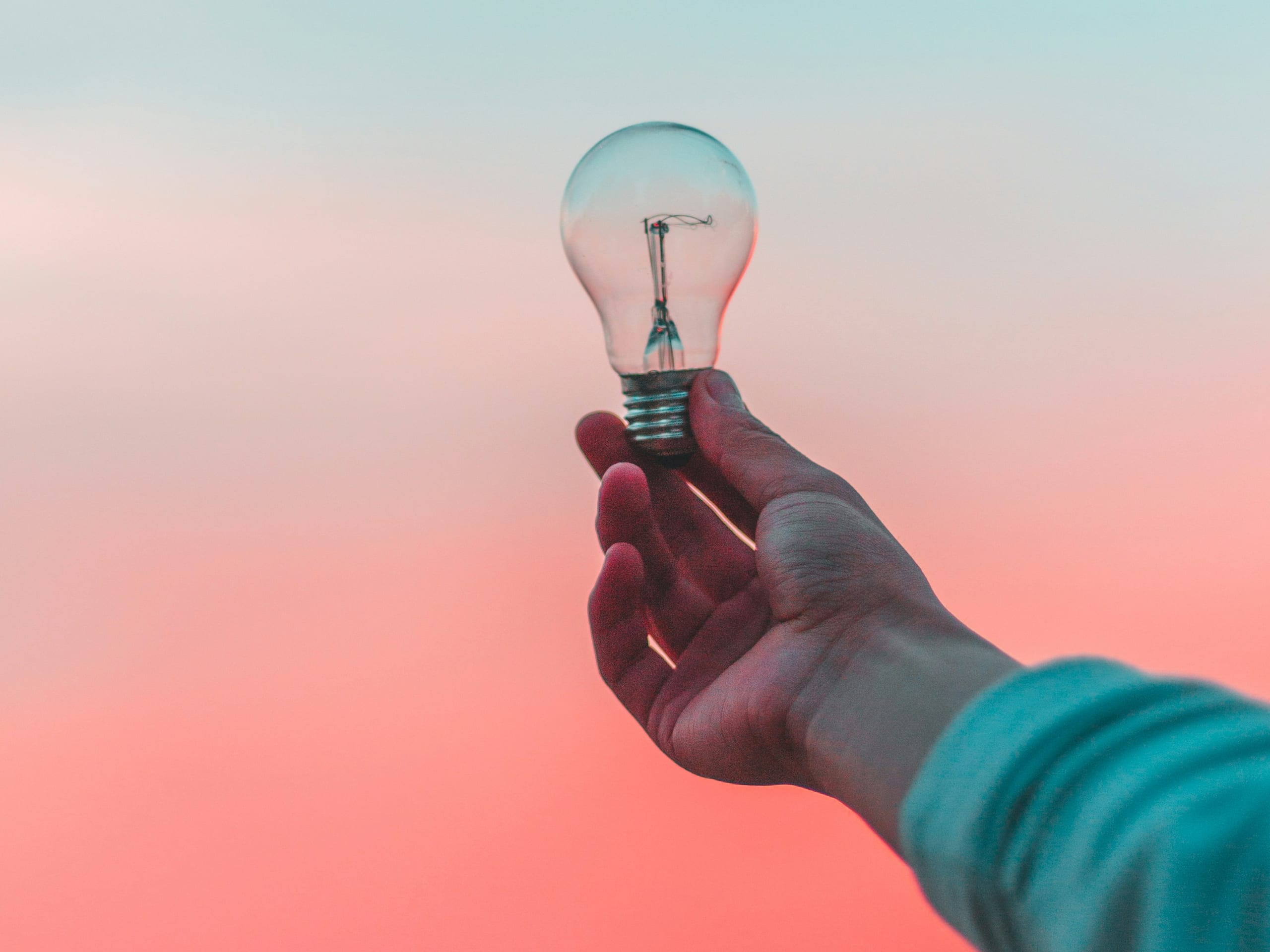 Person holding light bulb