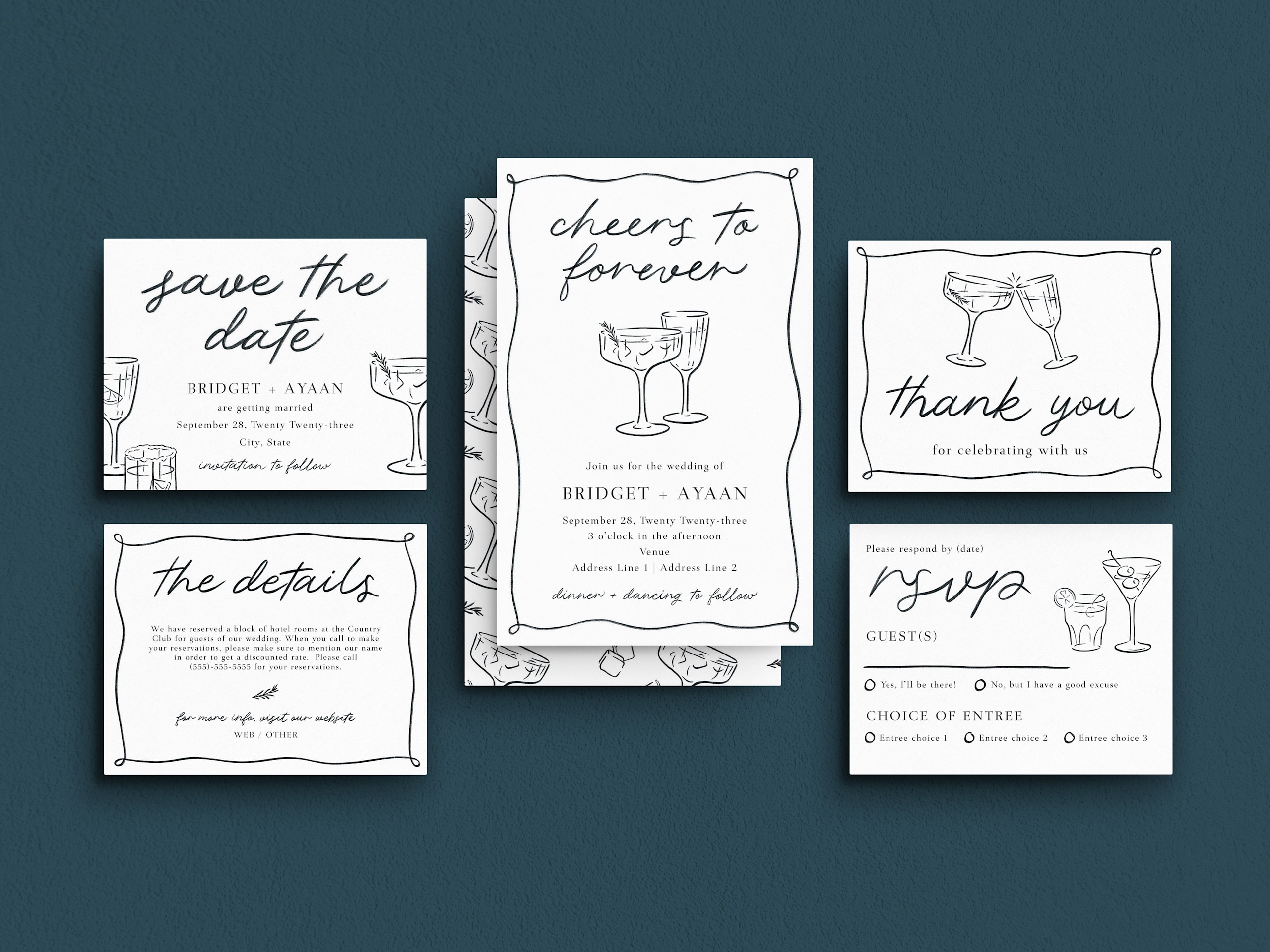 Vintage DIY wedding invitation design