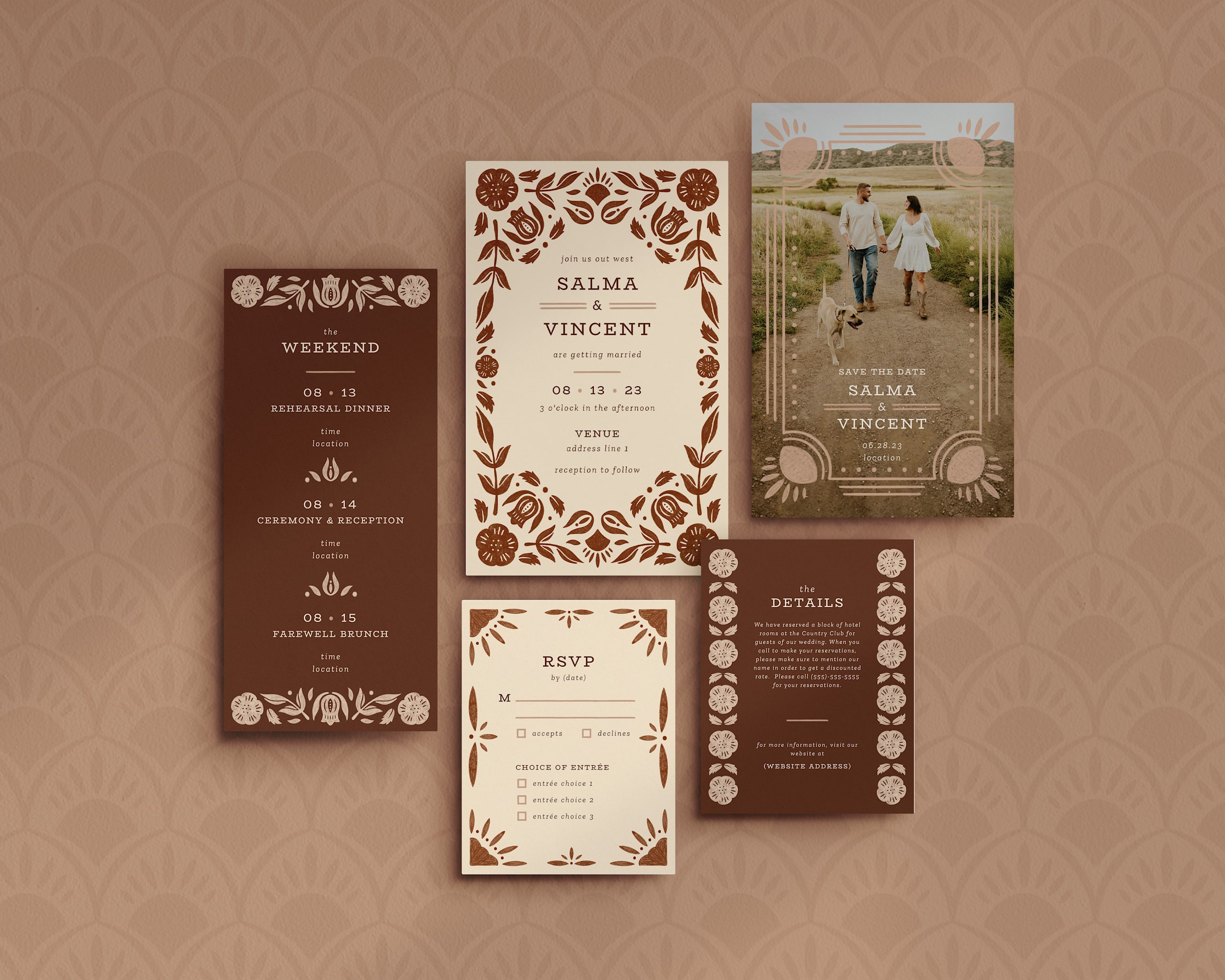 Boho inspired wedding invite