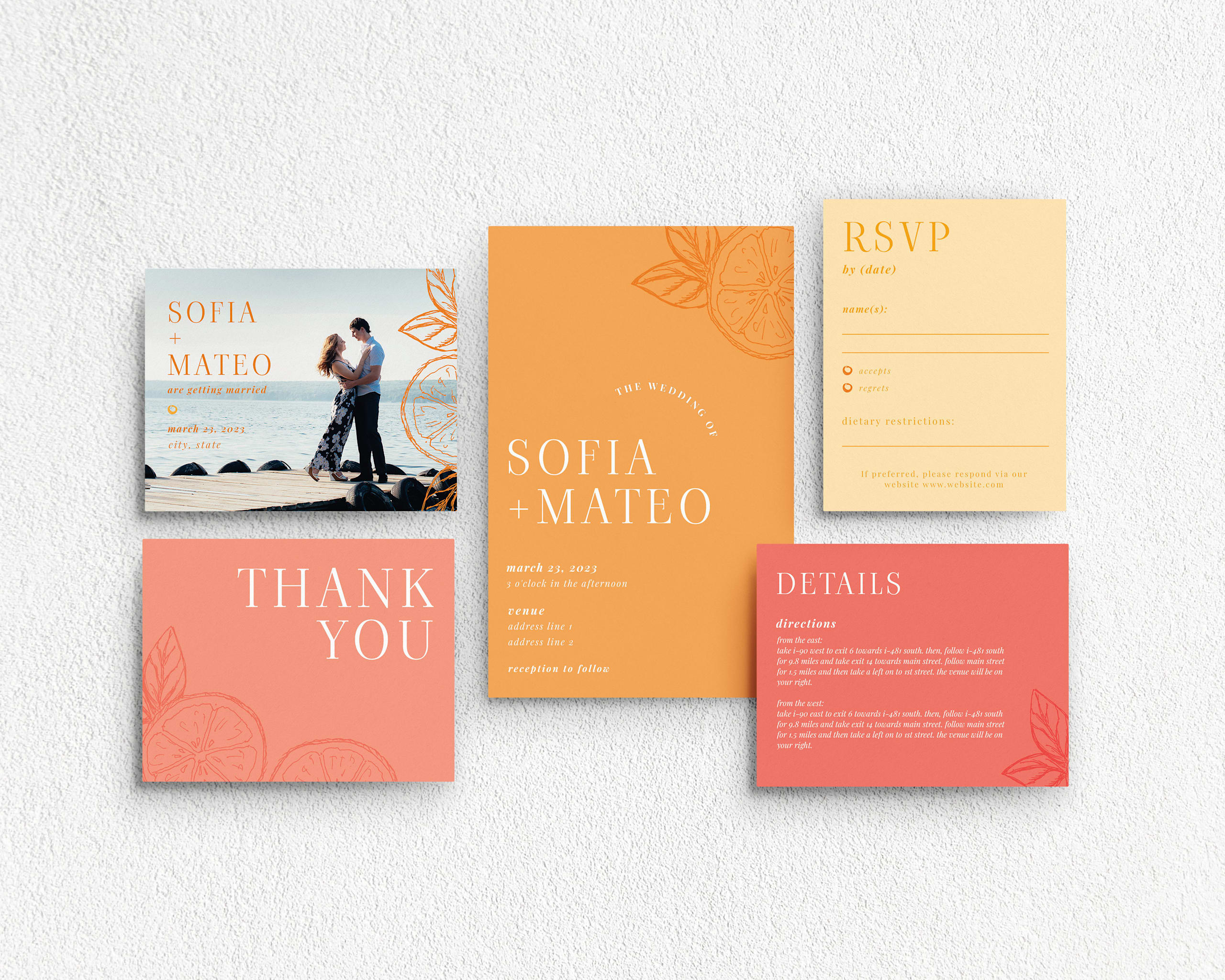 A wedding invitation suite