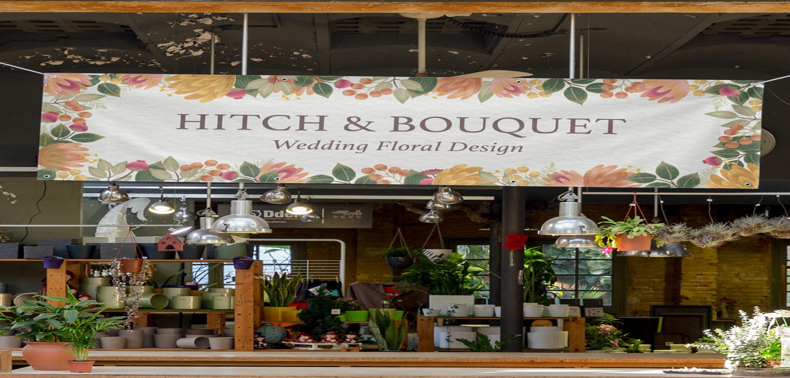 Polyester fabric banner materials for a florist.
