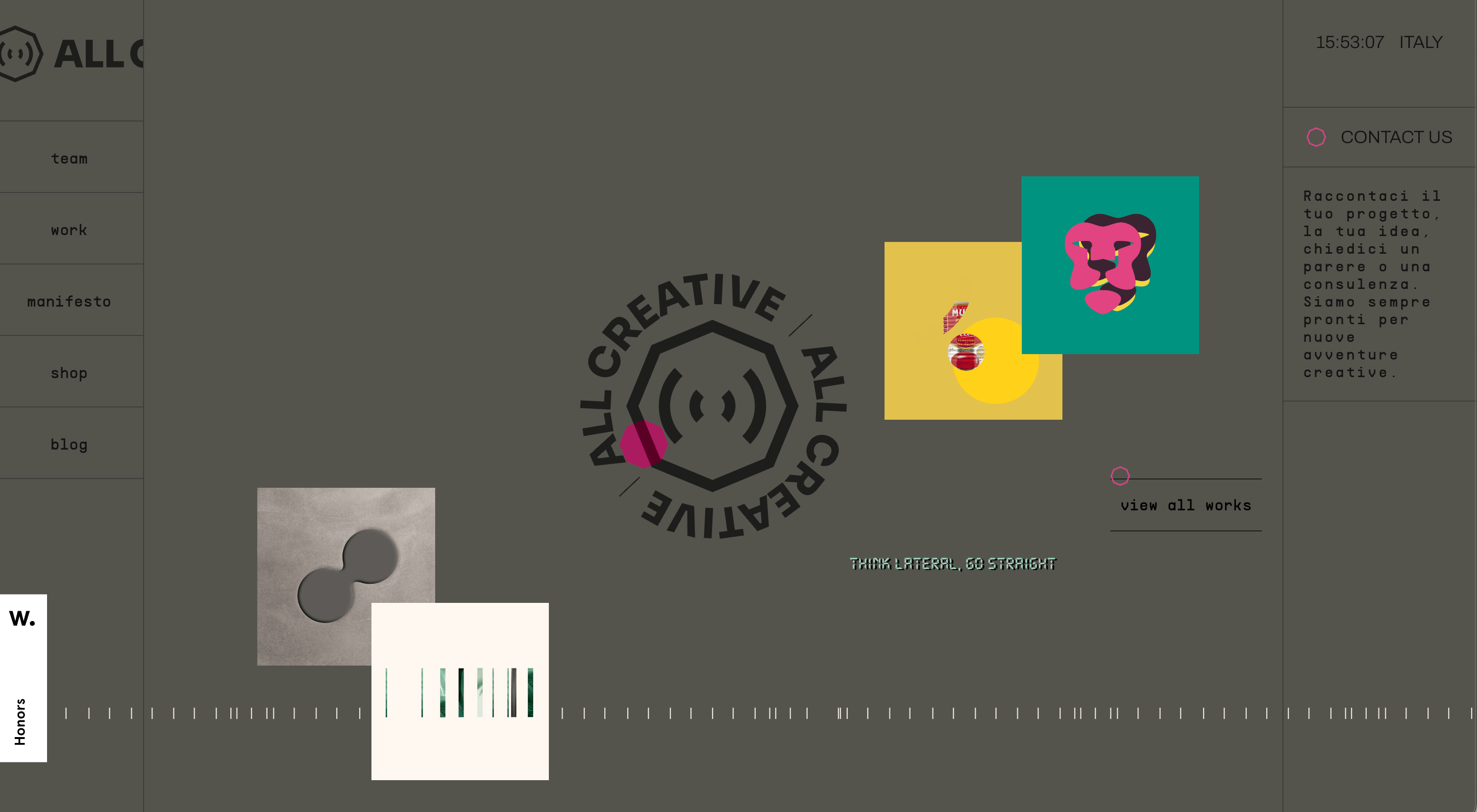 Website-Design mit kreativem Raster-Layout für ein Kreativstudio