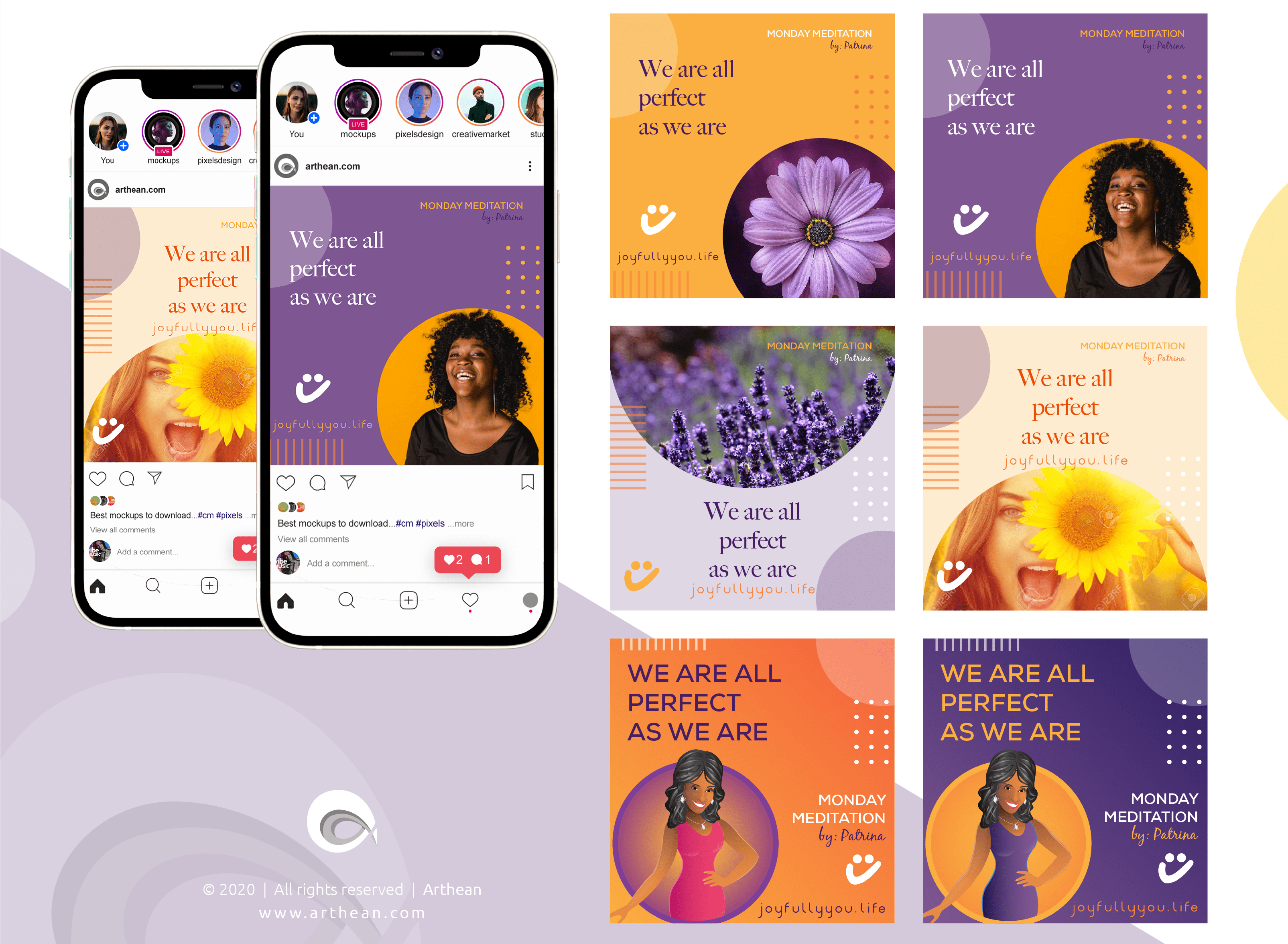 Designs pour les réseaux sociaux en accord avec le style de la marque
