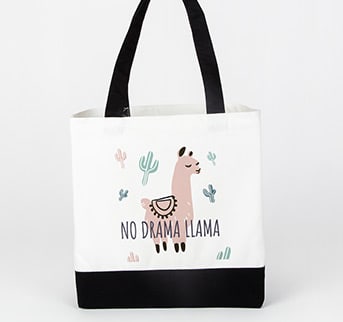 tote bag with "no drama llama" design