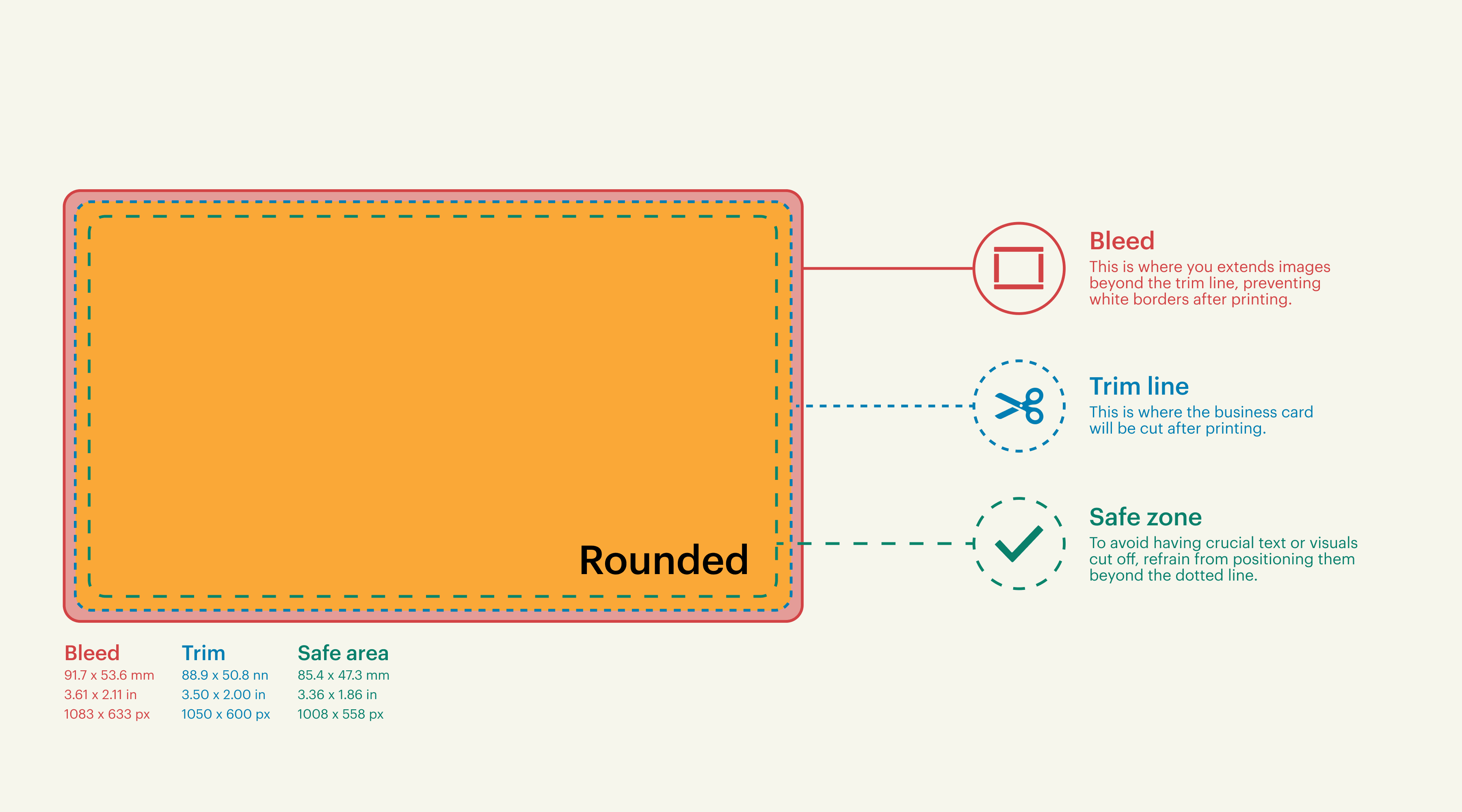 rounded business card dimensions