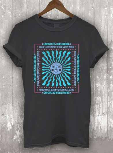Electronic music label black and blue T-shirt color combinations