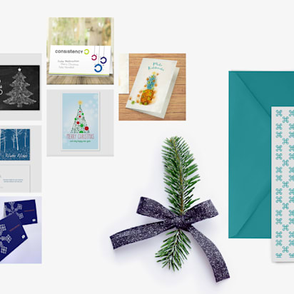 flatlay of variety of greeting cards for the holiday season