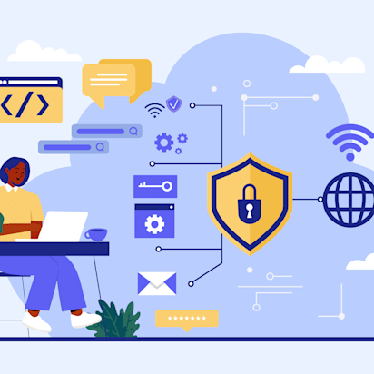 A person sitting at a desk ensuring their website is secure