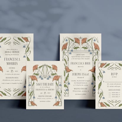 floral wedding invitation suite