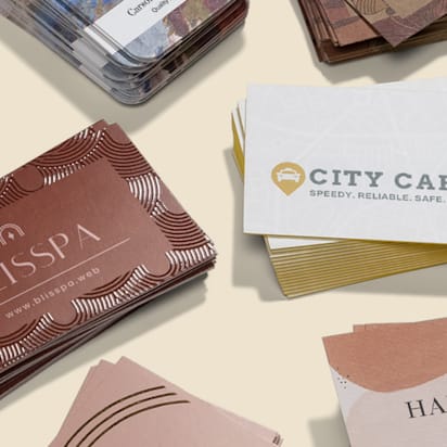 Assortment of types of business cards