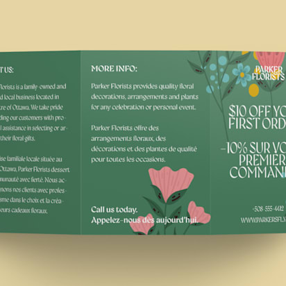 An example of a brochure that features copy in both French and English for bilingual marketing