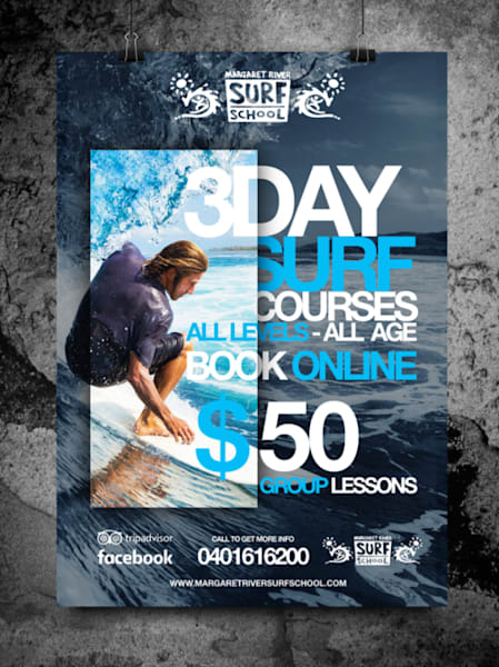 Margaret River Surf School poster mockup
