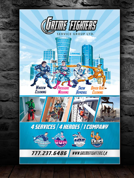 Cartoon flyer design idea for Grime Fighters