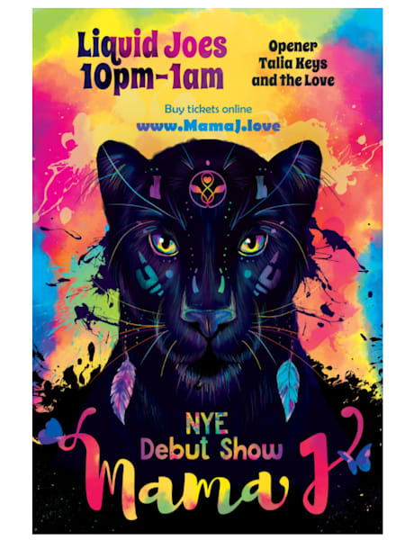 Mama J event poster mockup