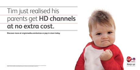 Success Kid in a Virgin Media ad