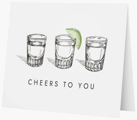 birthday card featuring three shots and a lime