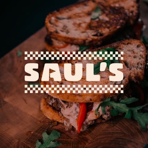 Logo trend subtle icon in the letter 'A' in Saul’s burger logo