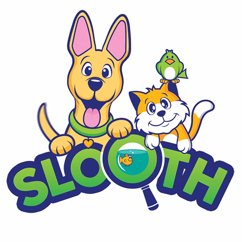 logo animé représentant un chien, un chat et un oiseau pour une application de réseau social dédiée aux animaux de compagnie