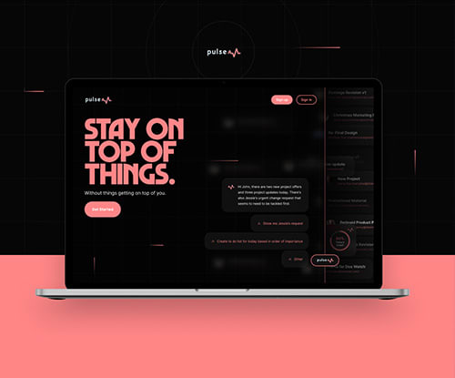 Design de site web avec palette monochromatique pour une marque d’IA