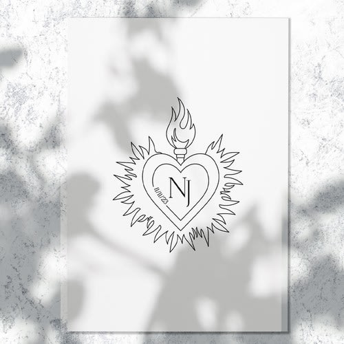 Wedding logo idea with a heart border