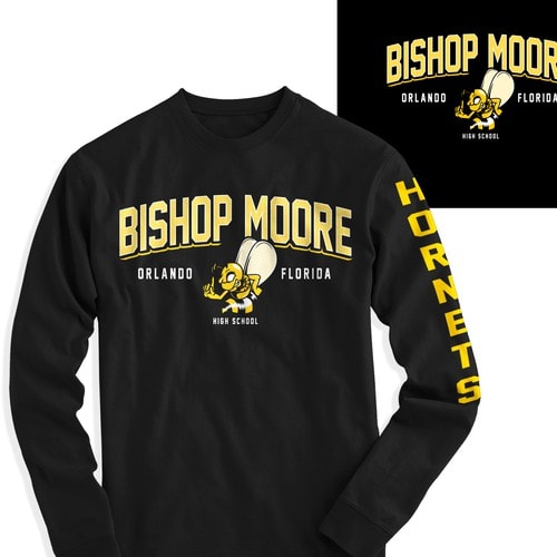 Center chest and long sleeve T-shirt design placement design