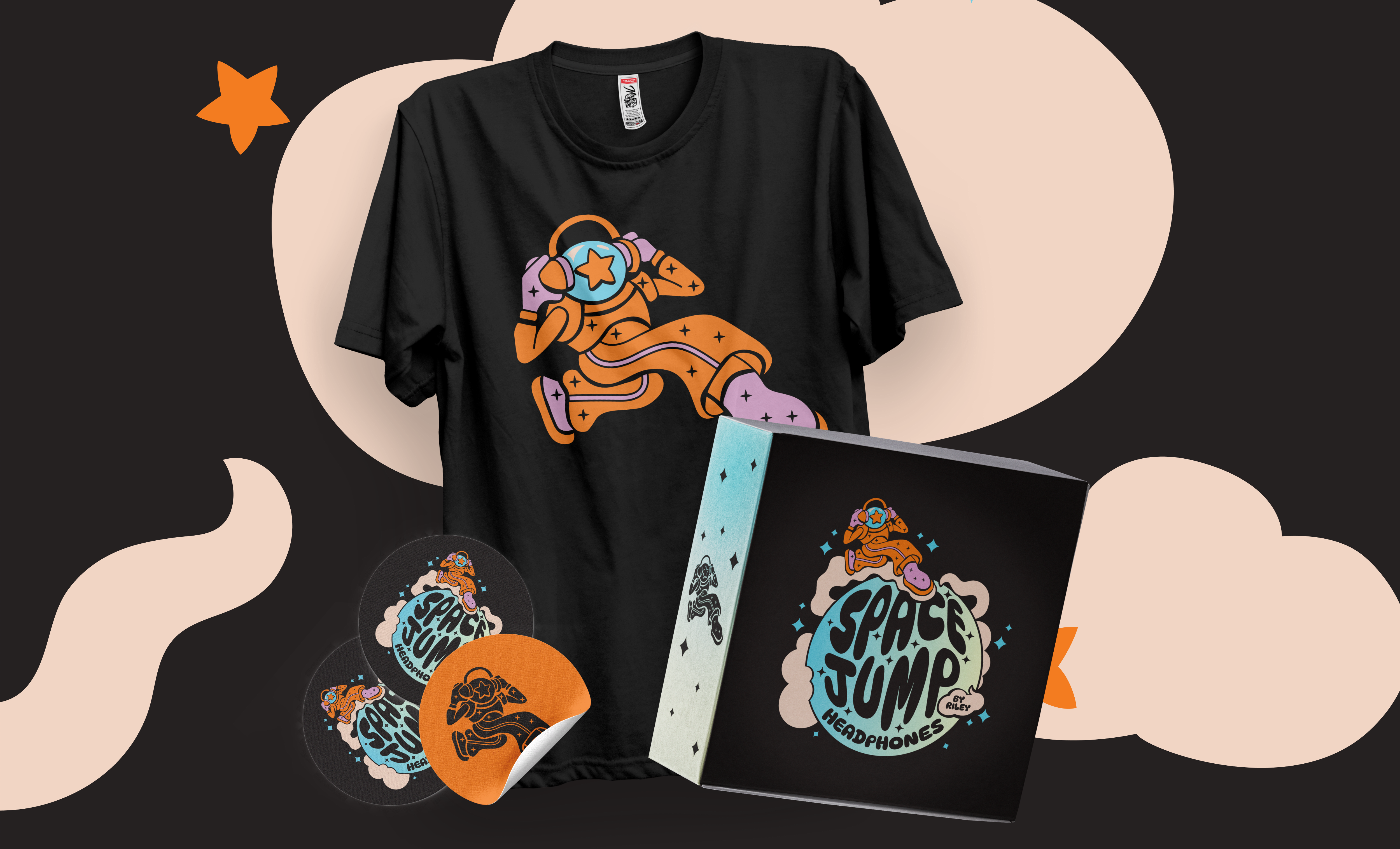 SpaceJump Headphones by Riley logo and branding by gothlux