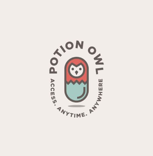 Potion Owl logo and tagline