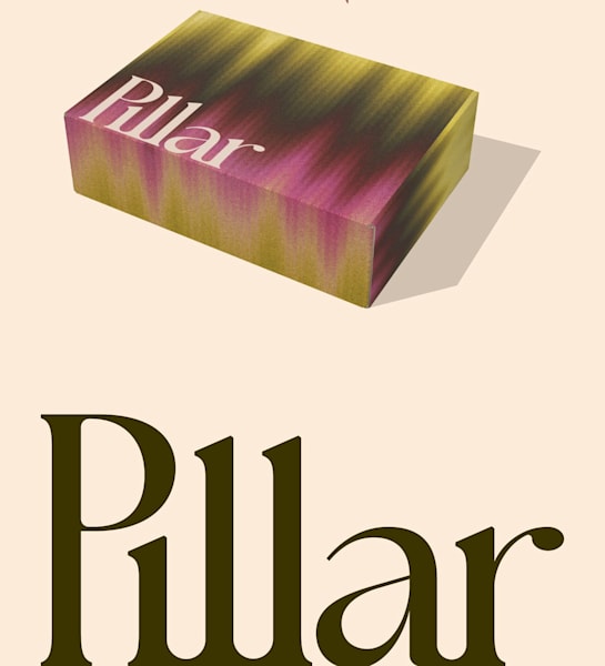 Pillar editorial font style on textured box