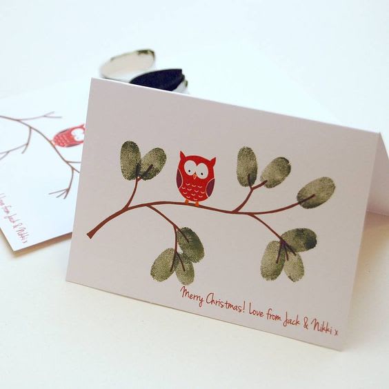 Fingerprint art Christmas card idea