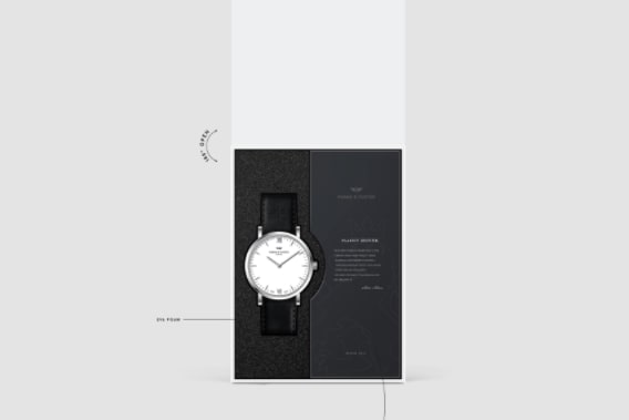 white watch box with a black interior