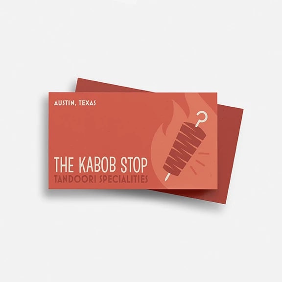 red business card for a kabob shop
