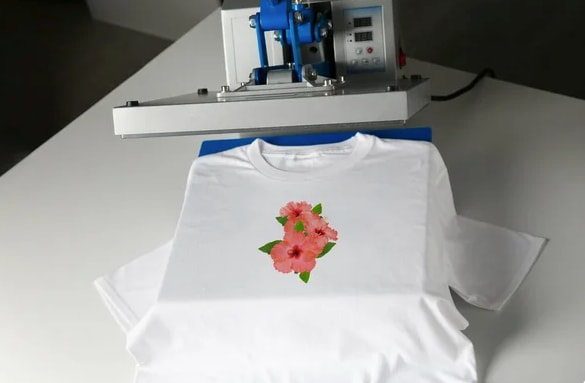 Hibiscus flowers design printed onto a custom t-shirt using a heat press