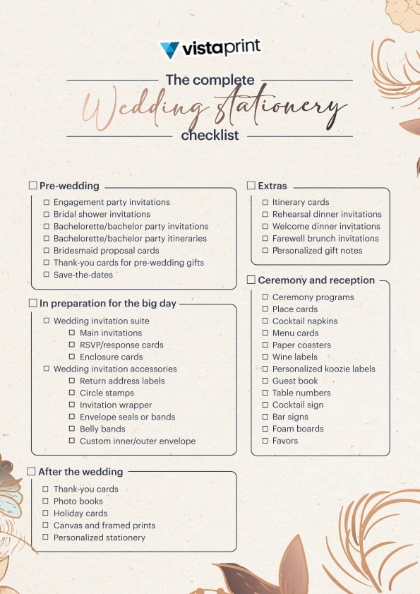 wedding stationery checklist