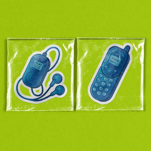 Tendance de design graphique Retour du Frutiger Aero sur un sticker.