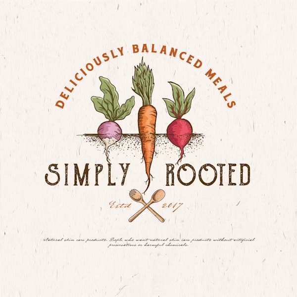 Logo featuring handdrawn vegetables for a vintage and handmade look