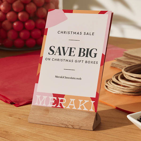 Postcard promoting a holiday sale using white space effectively