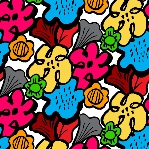 Bright floral pattern design using Box of Crayons color trends