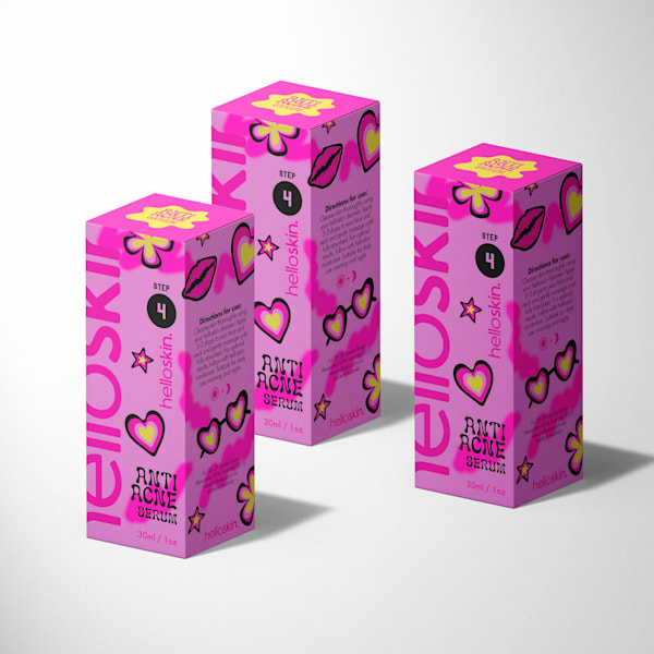 Pink and yellow skincare packaging design Electric Flamingo color trend