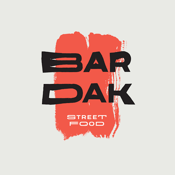 Bar Dak street food logo with thick brushstroke