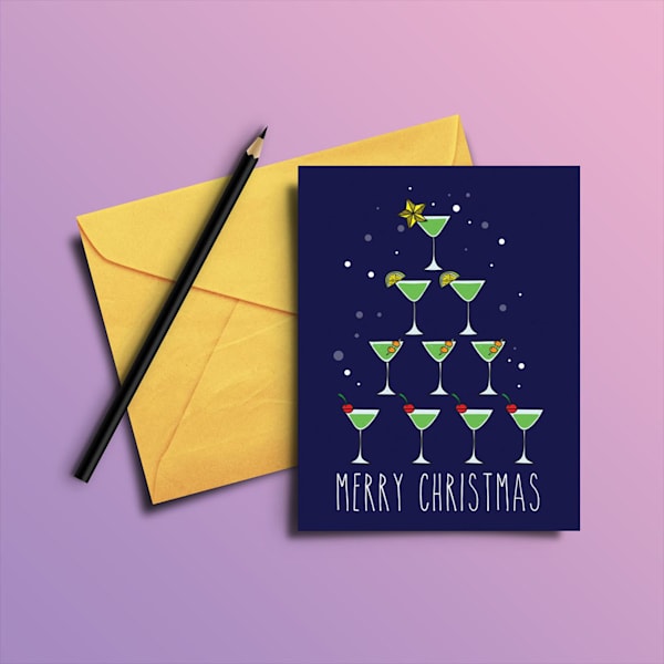 Illustrated printed holiday card