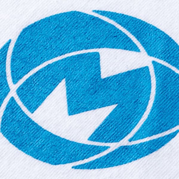 An example of a design applied to fabric through screen printing