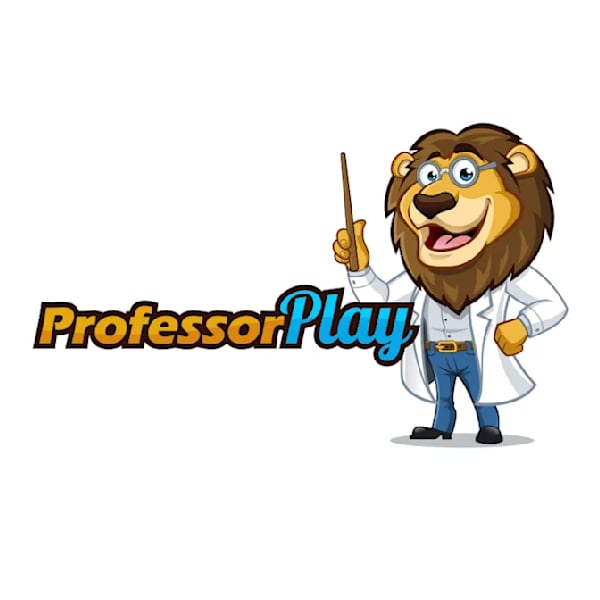 A lion mascot logo in a professor’s coat