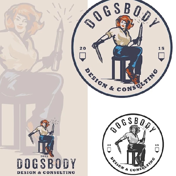 Woman worker mascot logo