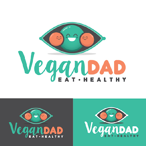 Vegan logo with peas for a mascot design
